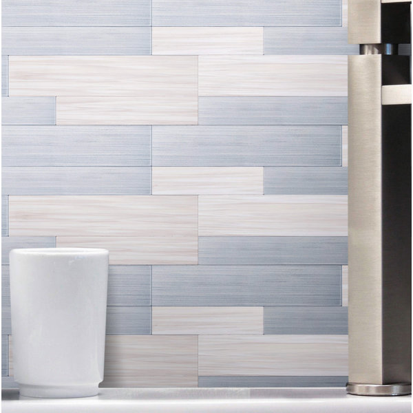 versaTILE 6" x 24" Peel and Stick Vinyl Wall Paneling in Silver